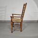 Ensemble de 4 chaises de salle à manger en chêne, rustiques, de ferme, à dossier en échelle avec sièges en jonc, années 1960