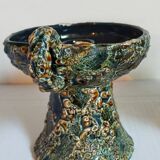 Pair of vintage Vanoise honey foam ceramic candlesticks