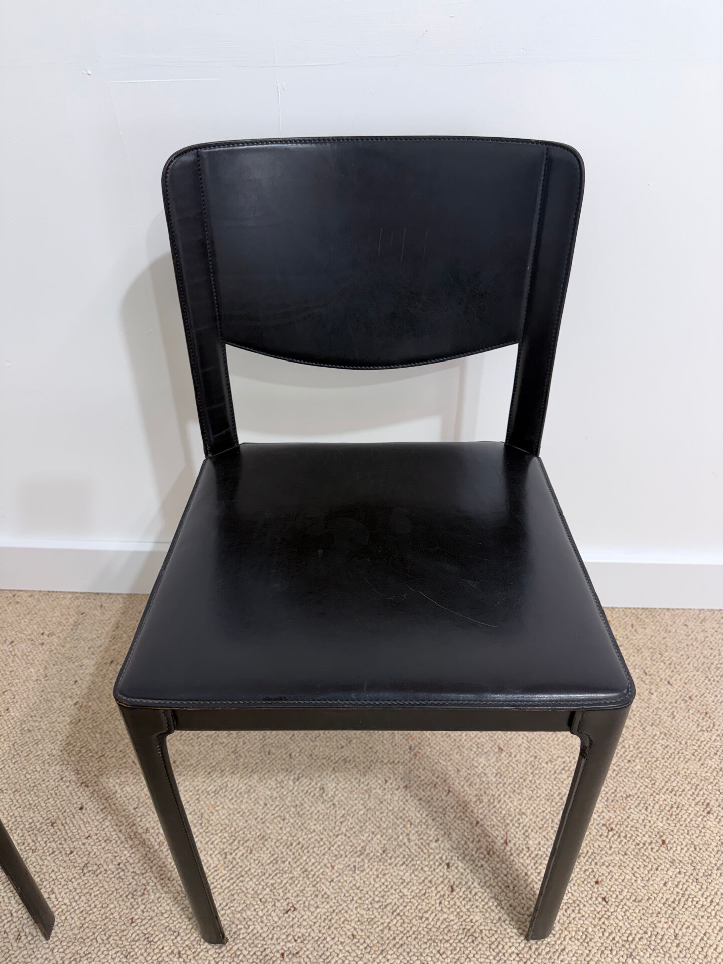 Set of 6 Matteo Grassi chairs in black leather – Italian design