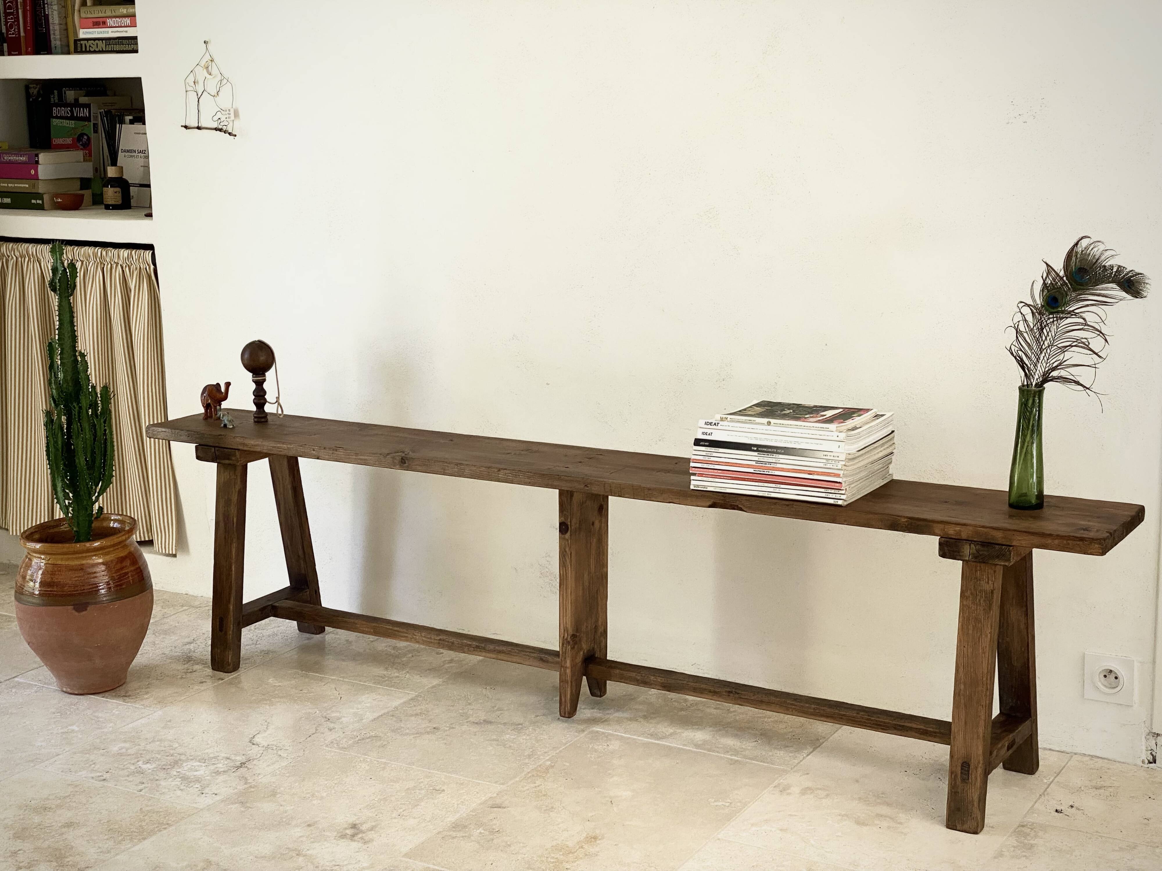 Antique farmhouse bench in solid wood – 19th century