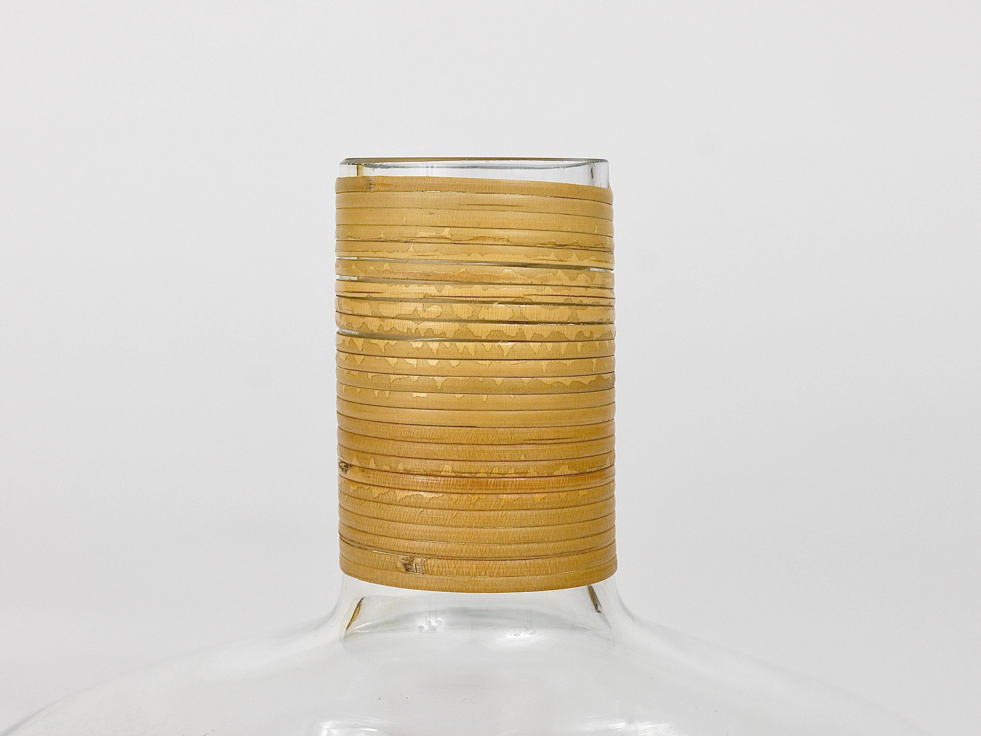 Vase or decanter by Carl Aubock with wicker top, mid-century, Austria, 1950s.