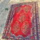 Tapis d'Orient vintage en laine noué main rouge et bleu