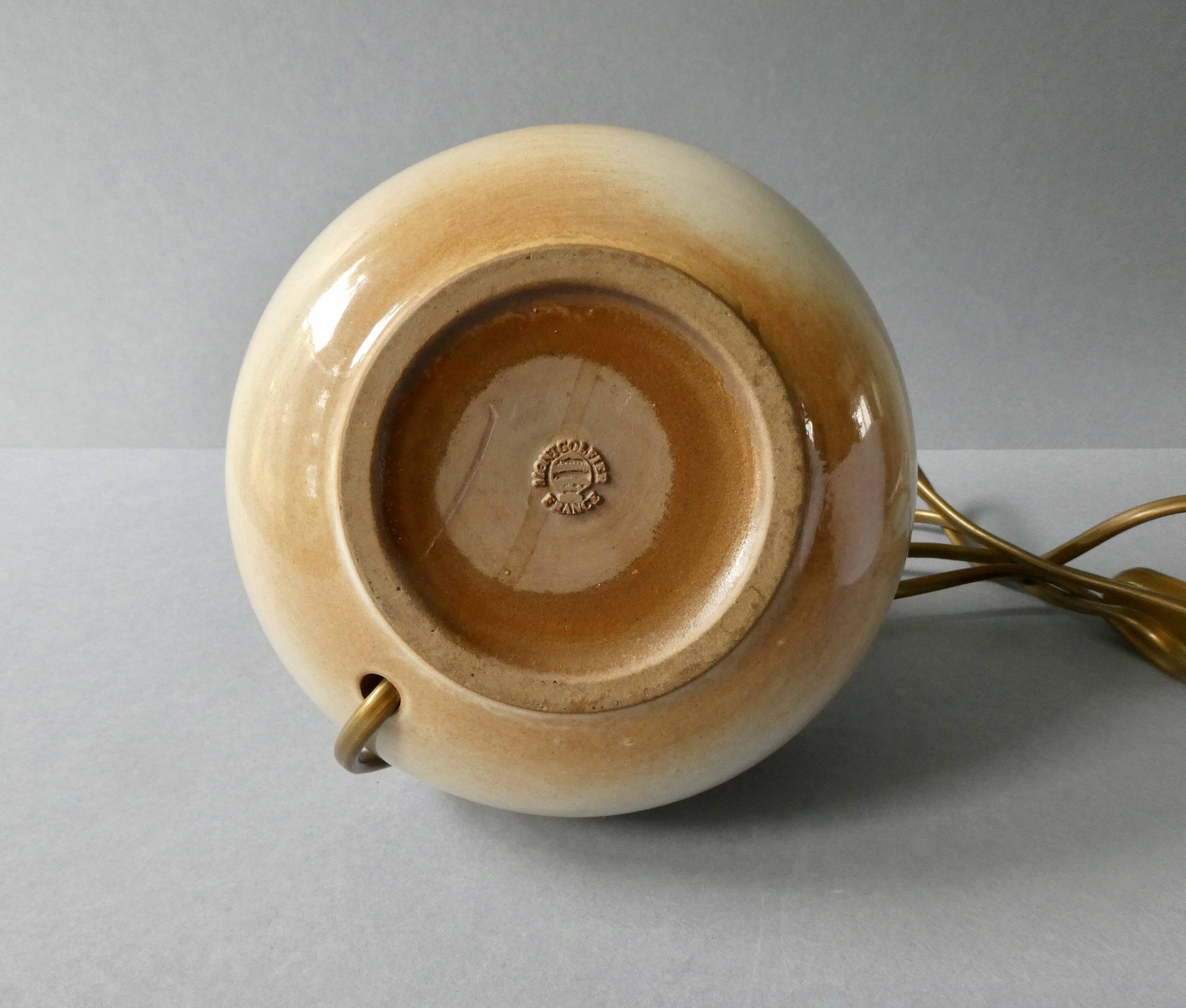 Ceramic lamp signed Montgolfier France, fish decor