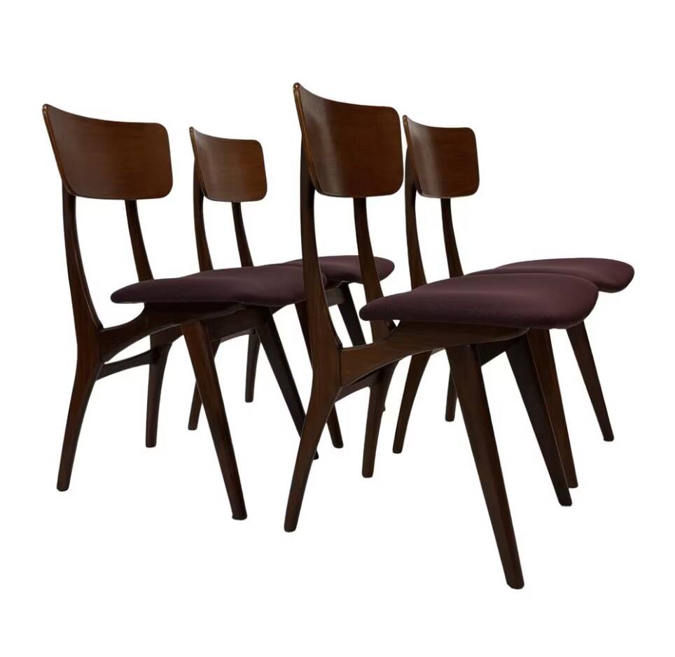 Vintage dining room chairs teak Topform design 60s Louis van Teeffelen
