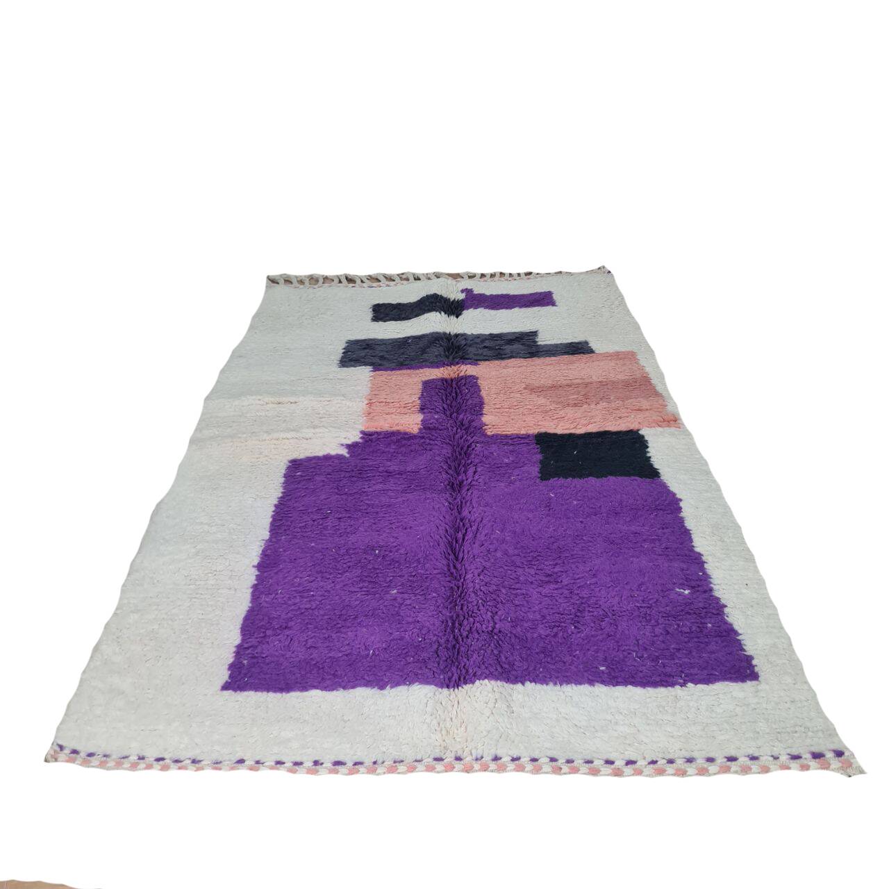Handmade purple wool Berber rug 250 x 150 cm