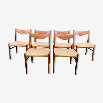 Suite of 6 chairs by Arne Wahl Iversen for Glyngøre Stolefabrik 60s