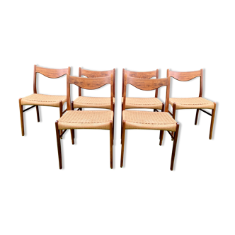 Suite of 6 chairs by Arne Wahl Iversen for Glyngøre Stolefabrik 60s
