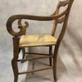Ancient walnut chair - straw