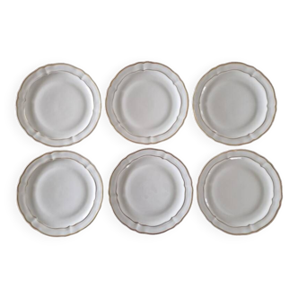 Bernardaud à Limoges - Série de 6 assiettes à dessert - Modèle Louis XV