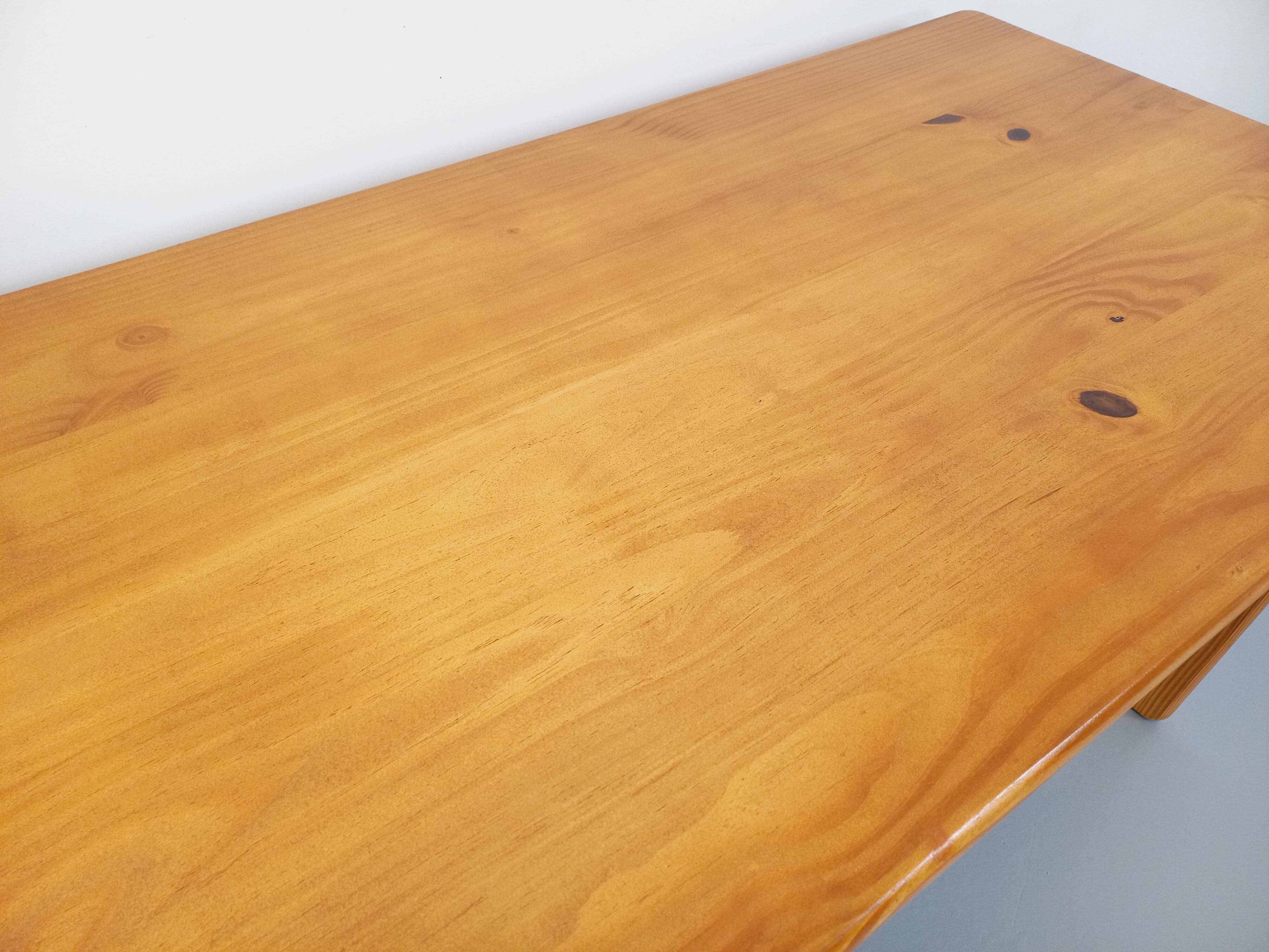 Vintage sled leg pine executive desk from the 60s-70s