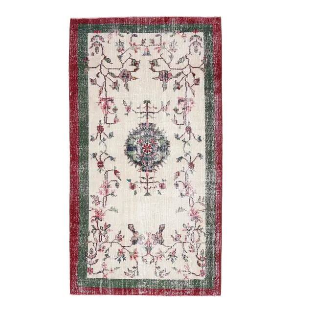 Vintage Turkish Oushak Handmade Wool Cotton Beige Area Rug 117x217