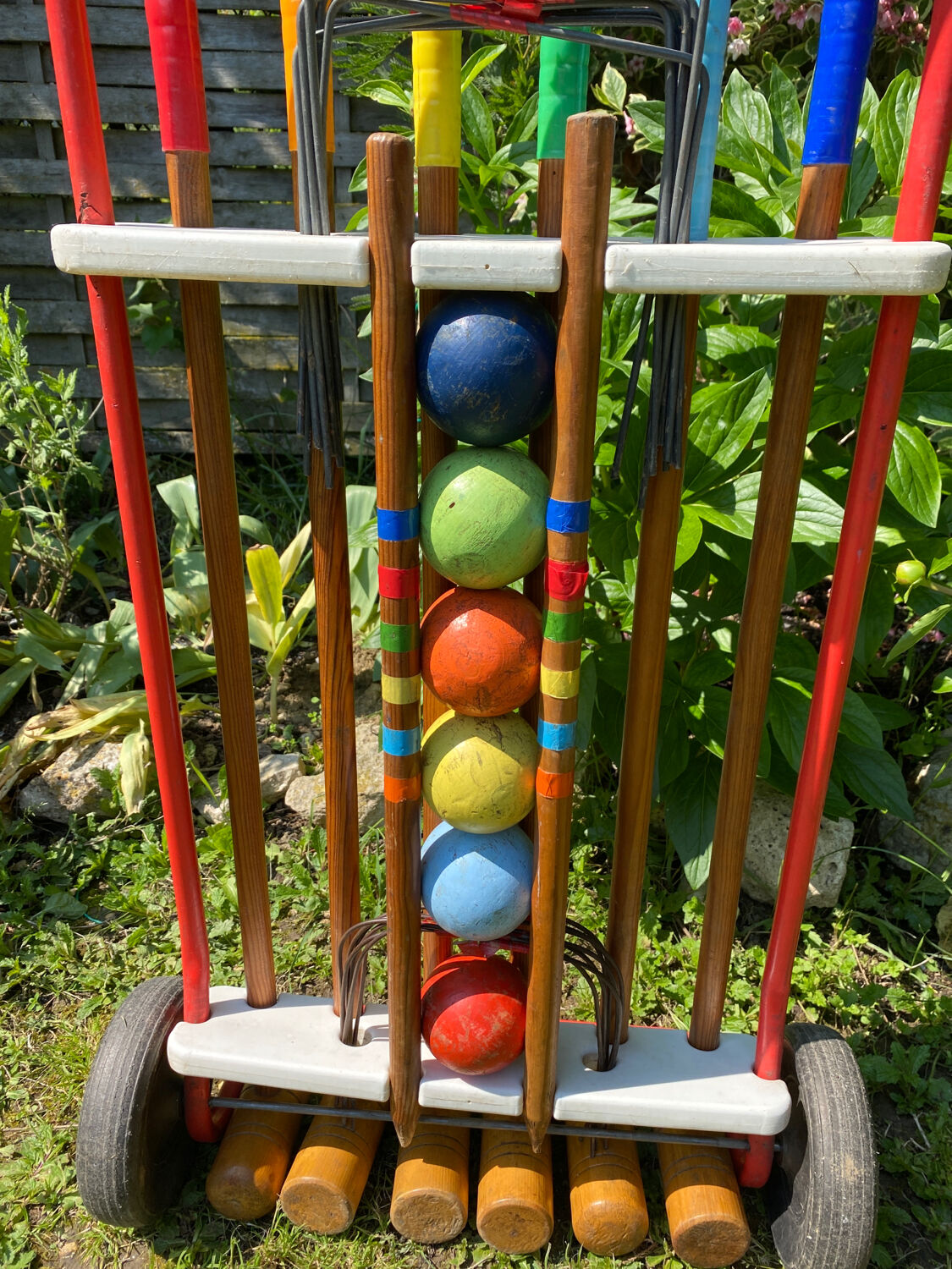 Vintage wooden croquet game