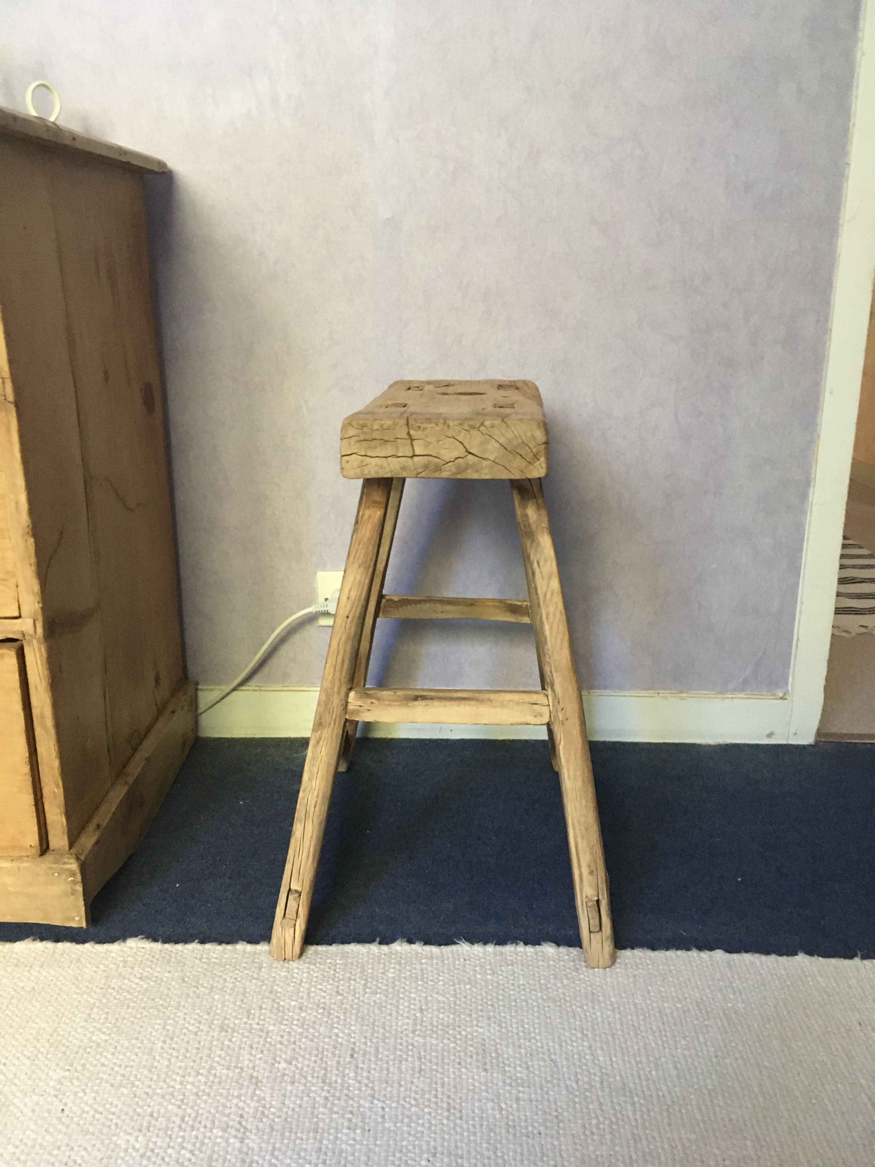 Old elm wood stool