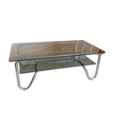 Table basse verre et métal de style bauhaus