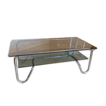 Bauhaus style glass and metal coffee table