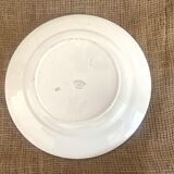 Round serving dish with burgundy red floral pattern