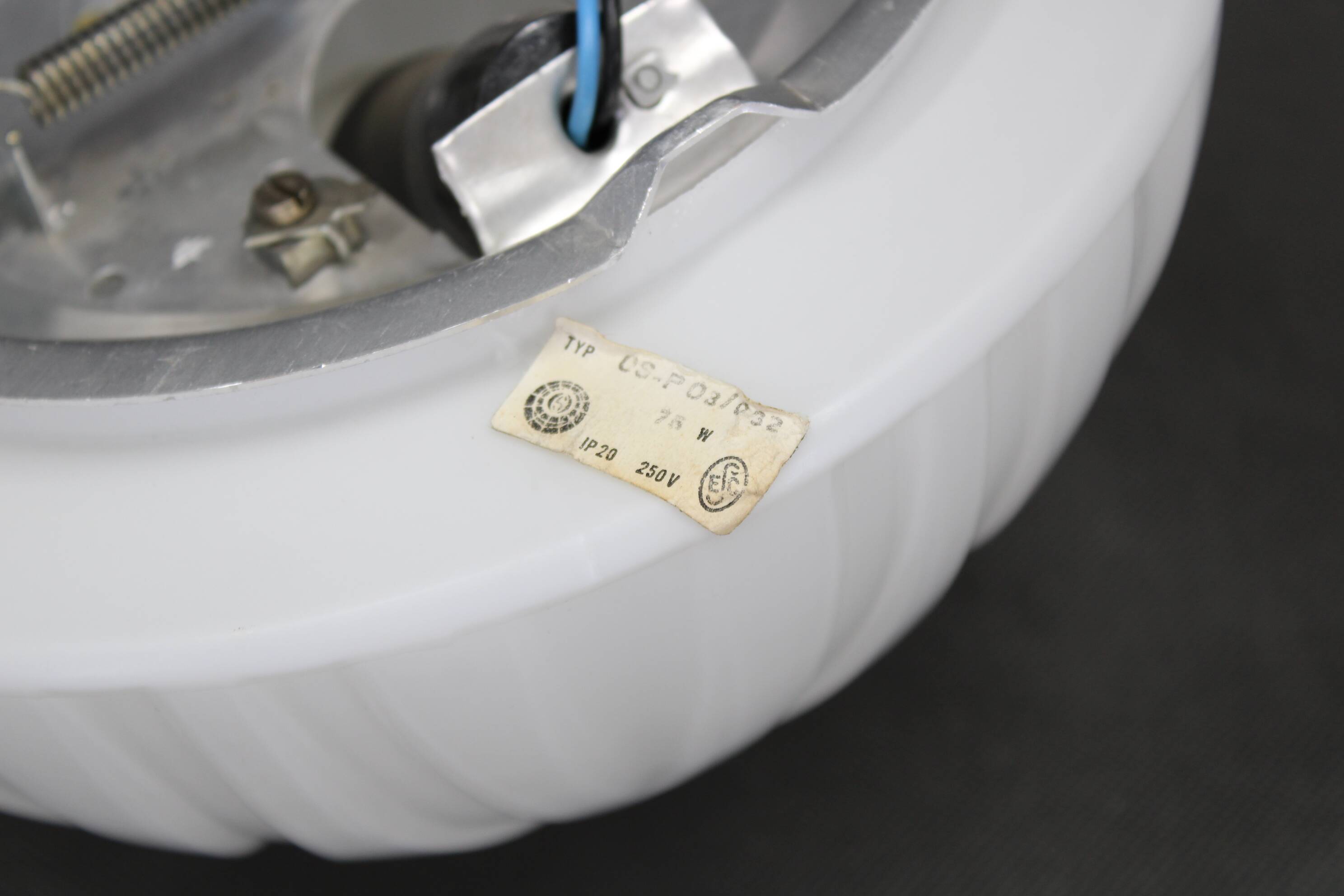 1970s Pair of Ceilink or Wall Lights in Milky Glass, Czechoslovakia