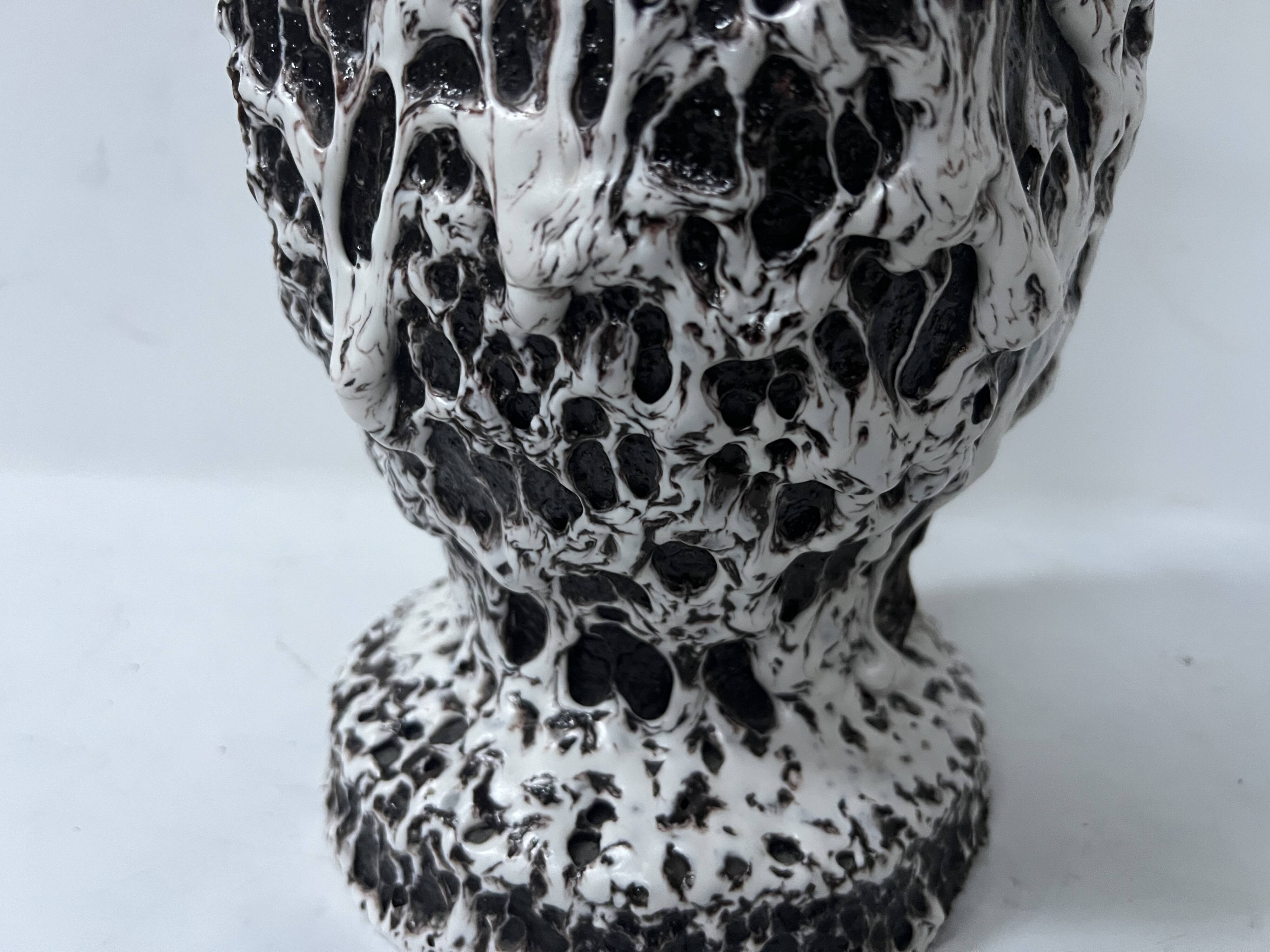 "Marius GIUGE Vallauris" Vase on pedestal with lava decoration 20th century