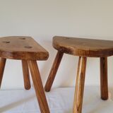 Pair of half-moon tripod stools