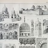 Gravure • Architecture 2, maison, dessin • Lithographie originale et vintage de 1898