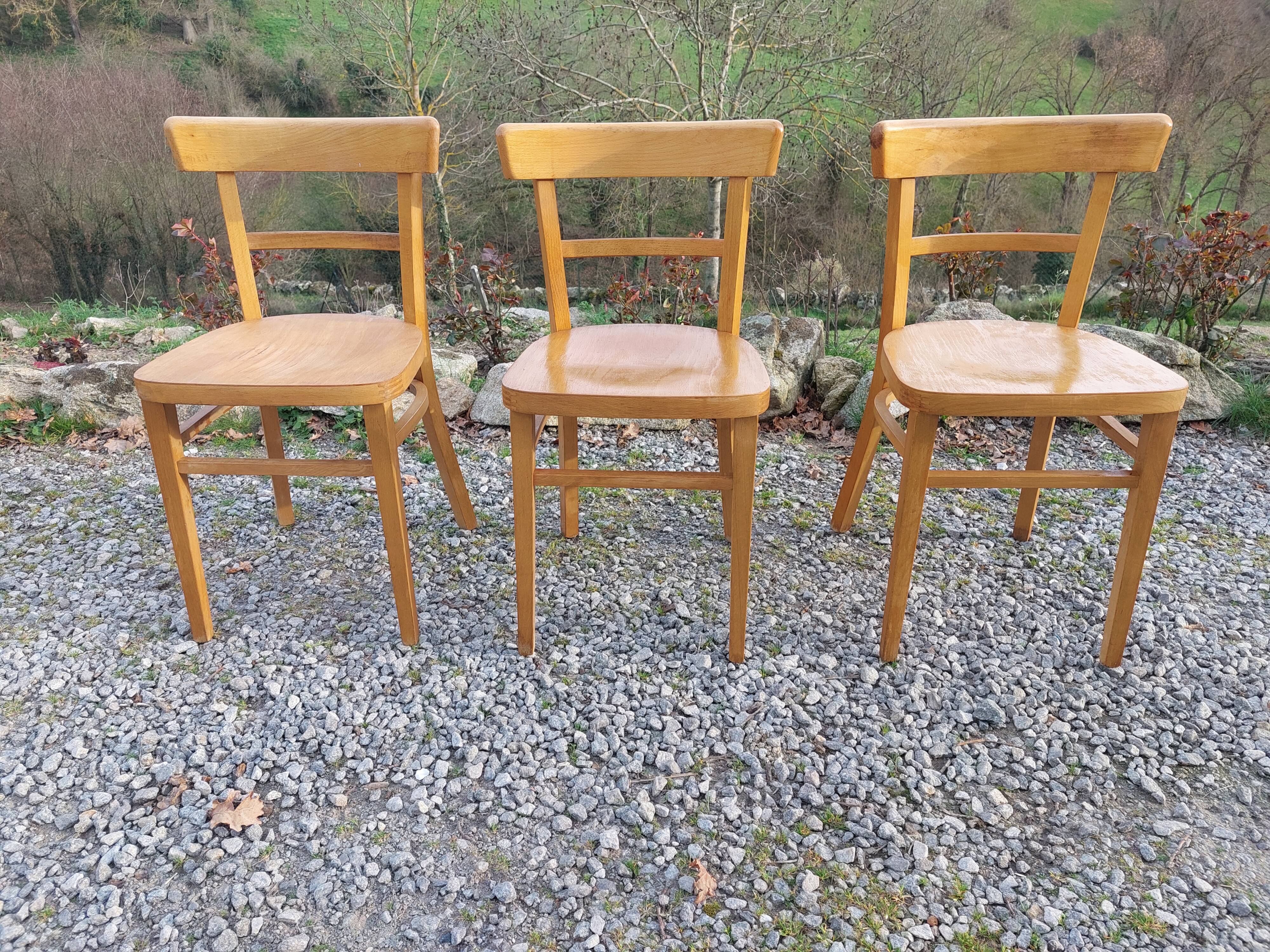3 bistro chairs, light colour