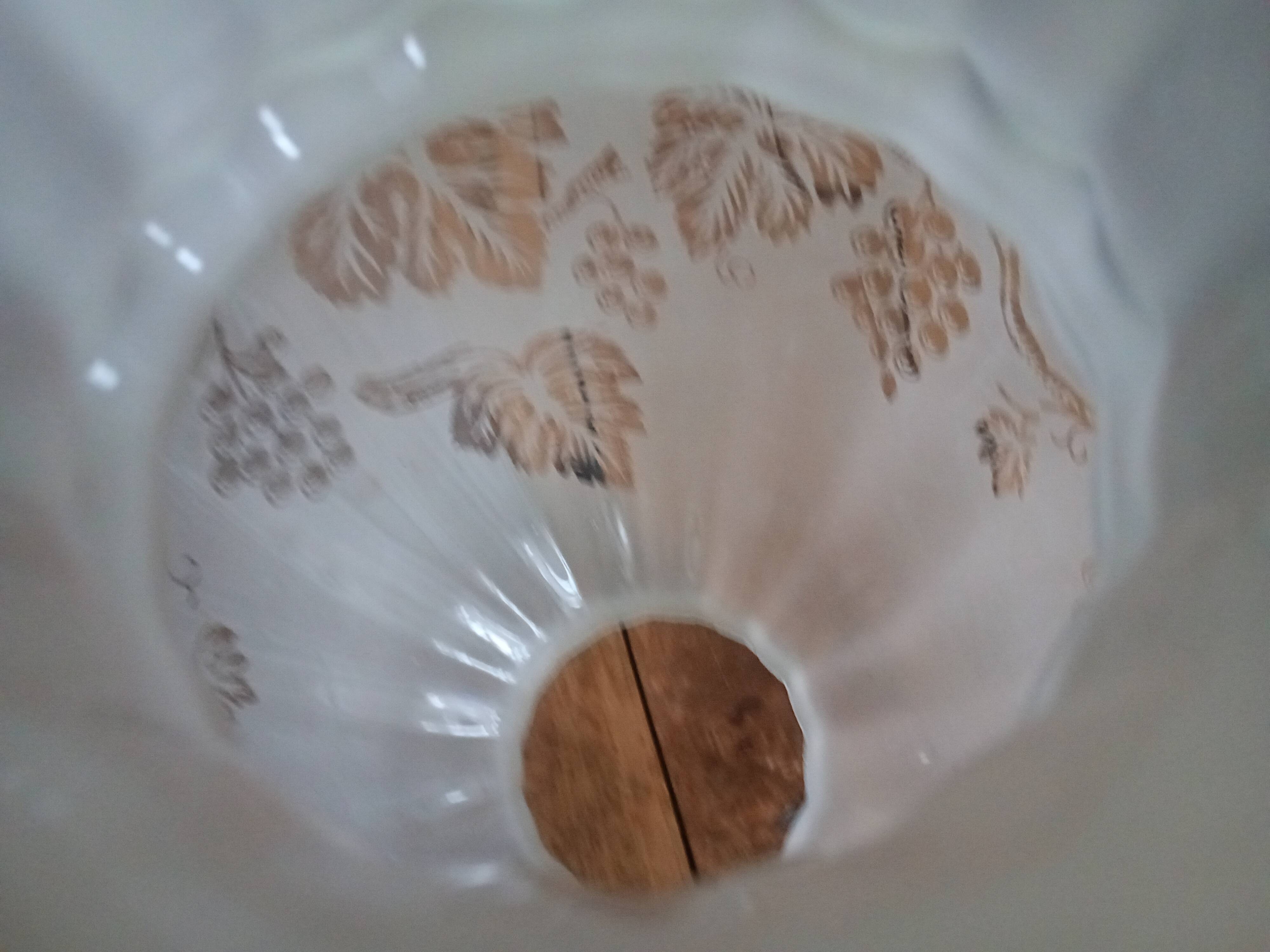 Oil lamp globe - Vine and grape frieze - frosted, sandblasted glass