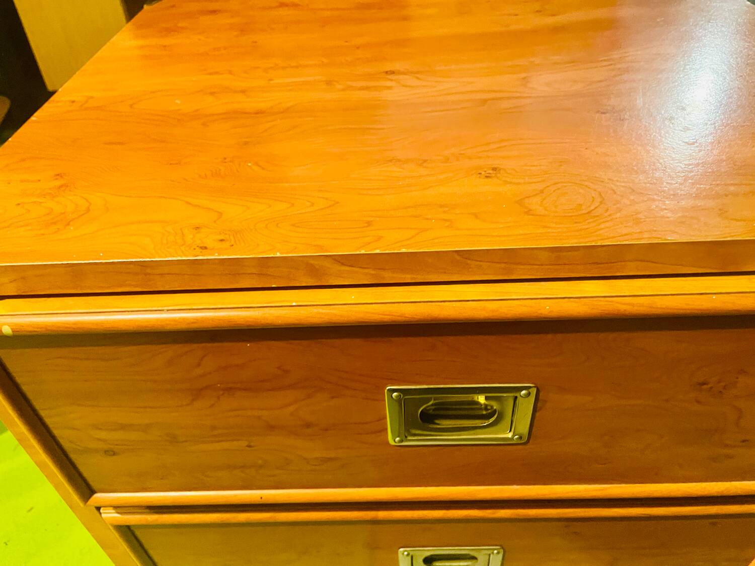 Gautier “Marine” bedside table in wood and brass, 1991
