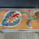 Vintage coffee table in stainless steel and ceramic from the 1970s.