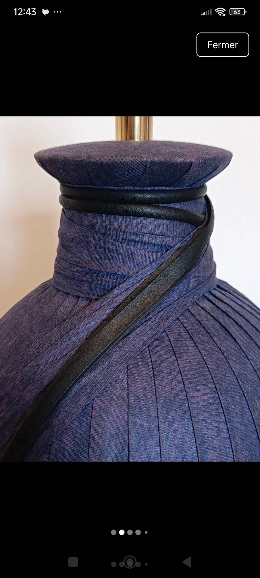 Vintage lamp base signed Emilio Robba – blue/purple fabric