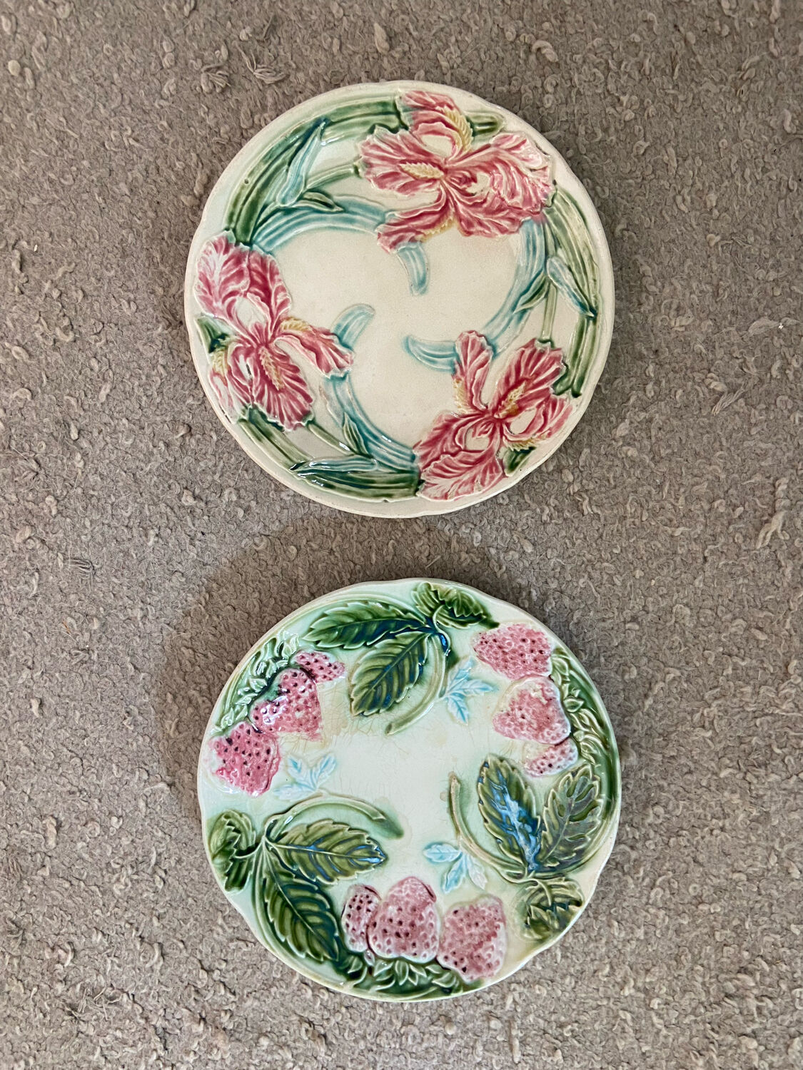 Duo of antique slip plates