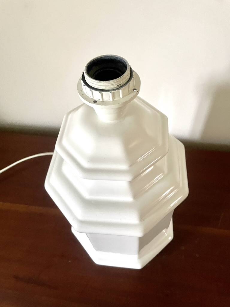Pied de lampe en céramique blanche, 1980