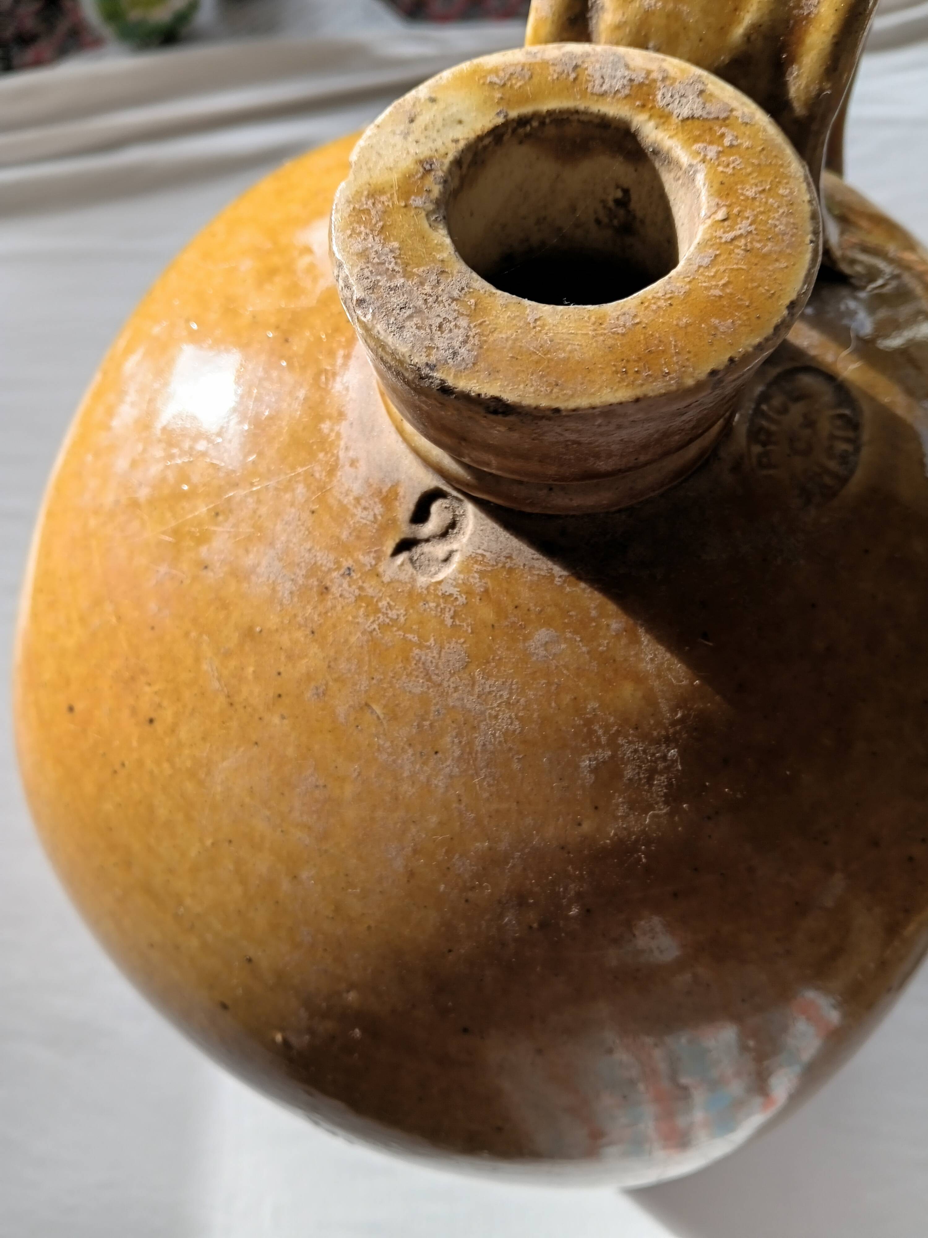 Flacon à whisky en grès de Bristol, à côtés plats, 2 gallons, victorien (vers 1900)