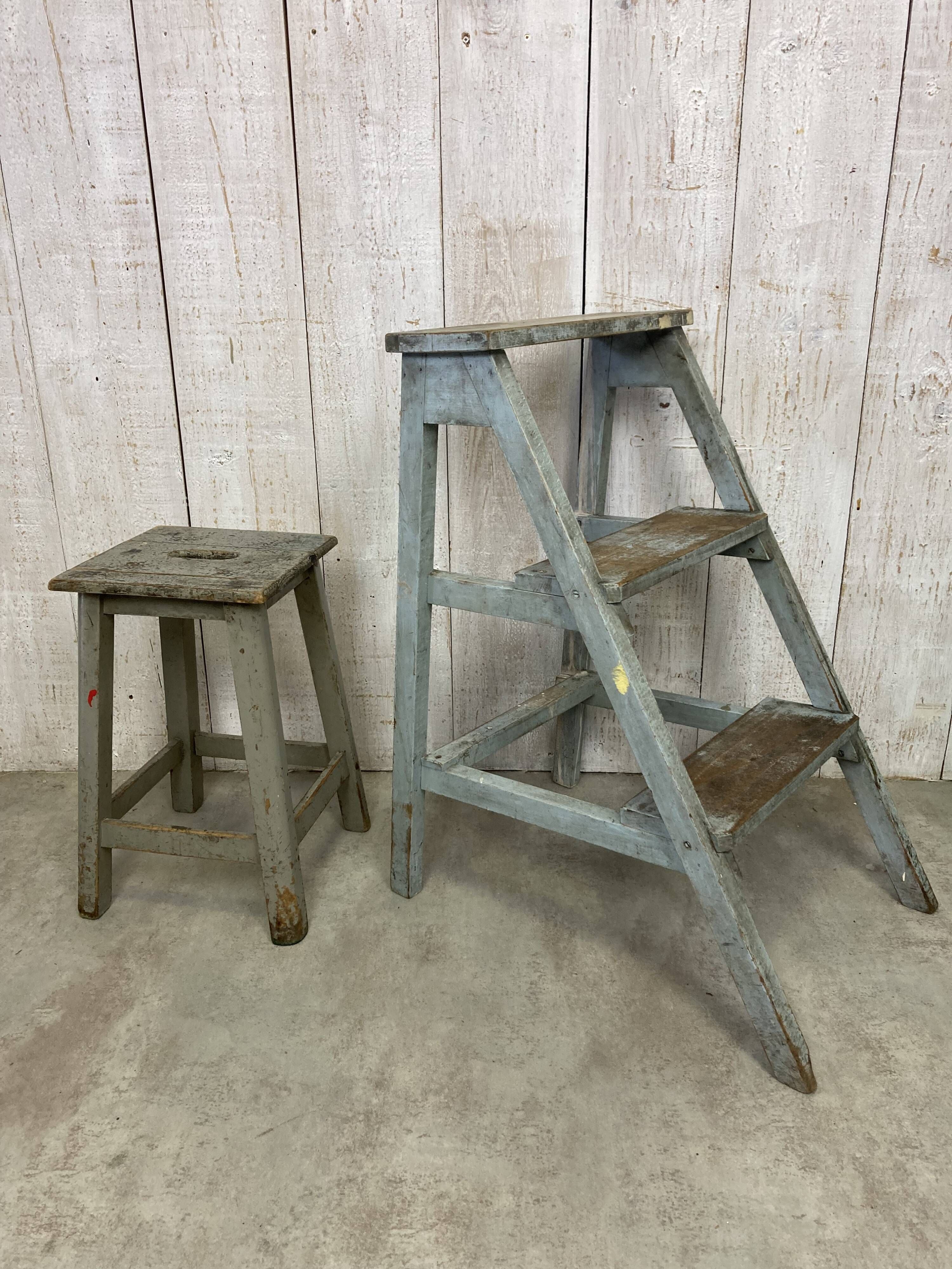 Stool and workshop step ladder set