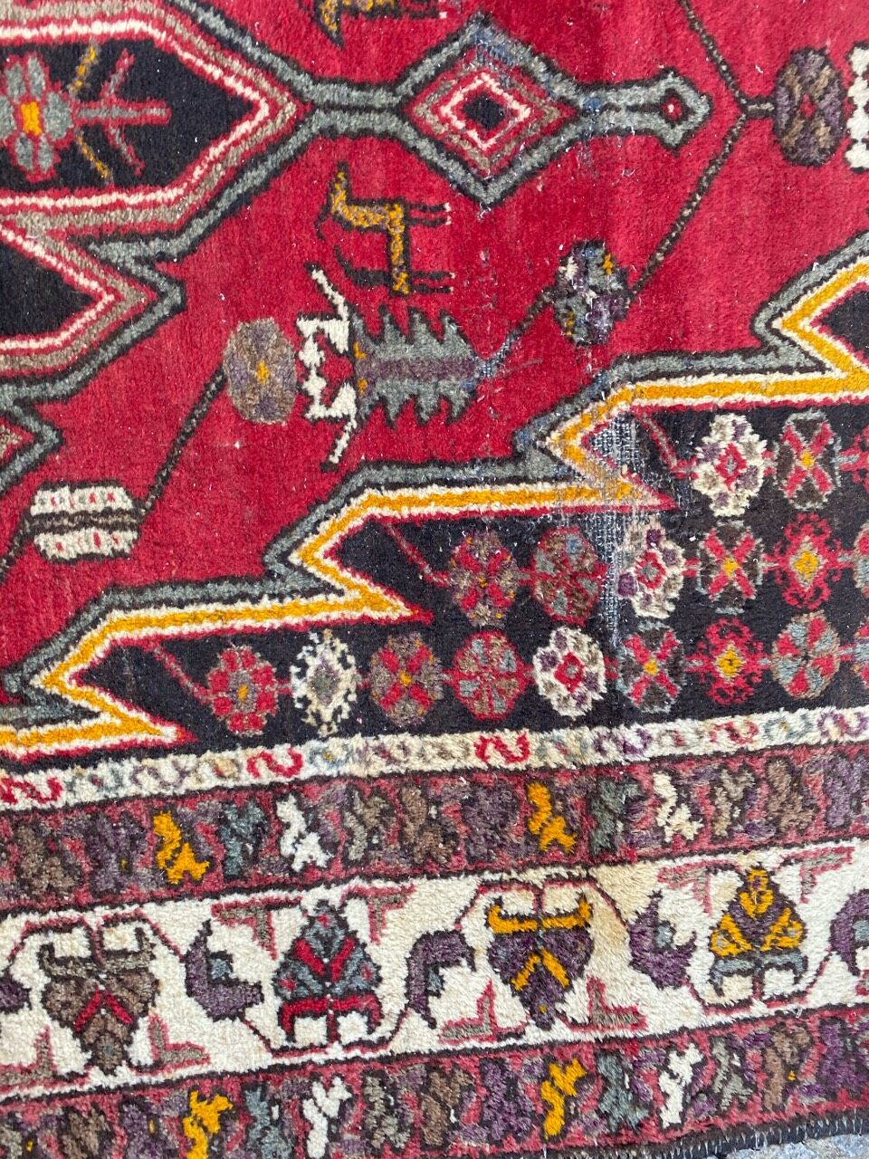 Ancient Persian Mazlaghan carpet 135x208 cm