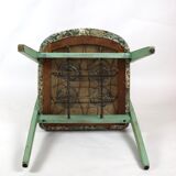 Lot de 2 tabourets verts à fleurs vintage