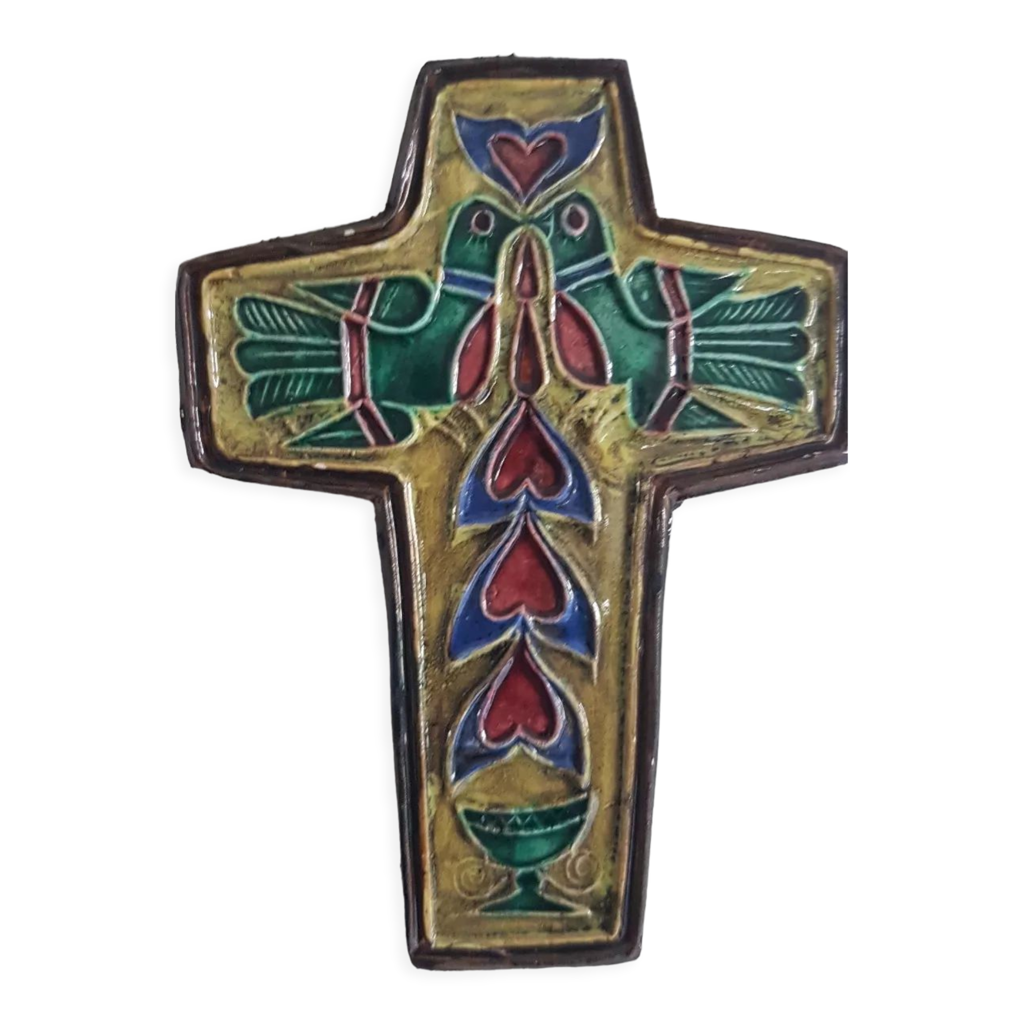 Enamelled ceramic cross JC Taburet