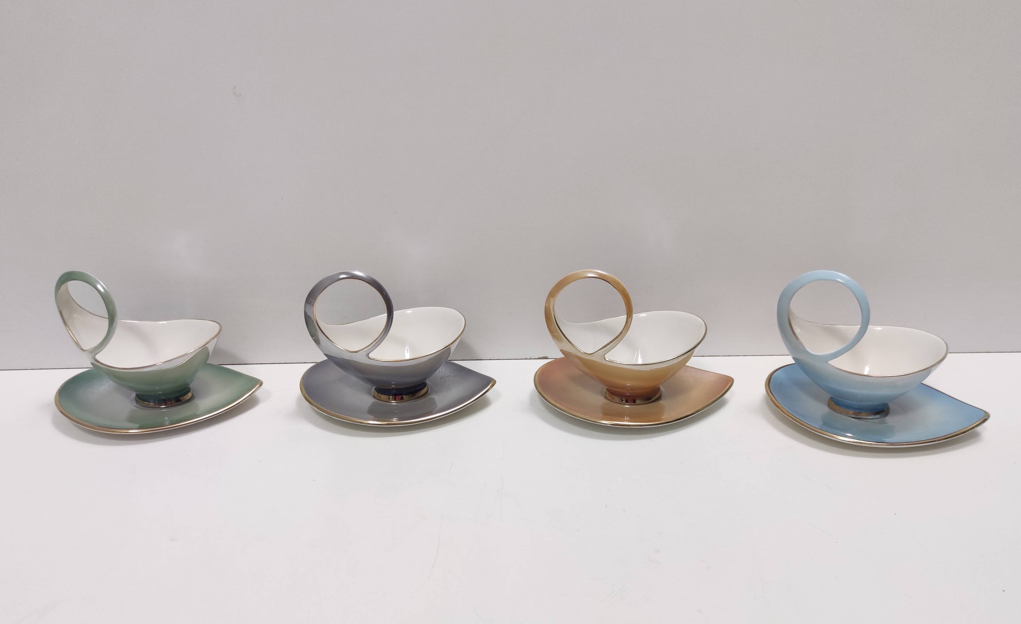 22-Piece Colorful Ceramic Breakfast Set by Italo Casini, Sesto Fiorentino