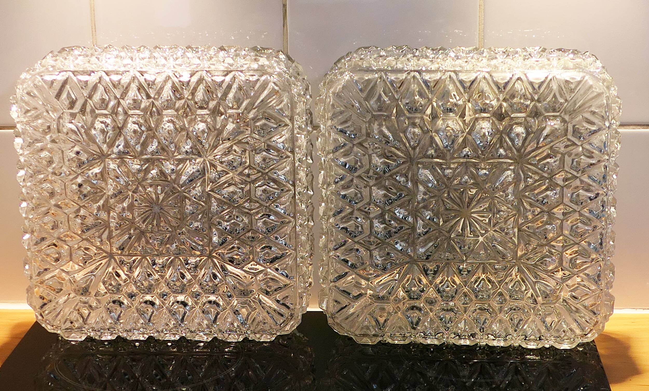 Pair of wall lights or ceiling lights Limburg Glashutte 1960s