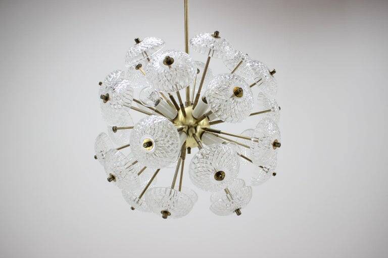 Unique set of four design Space Age dandelion / Sputnik chandeliers, 1970s