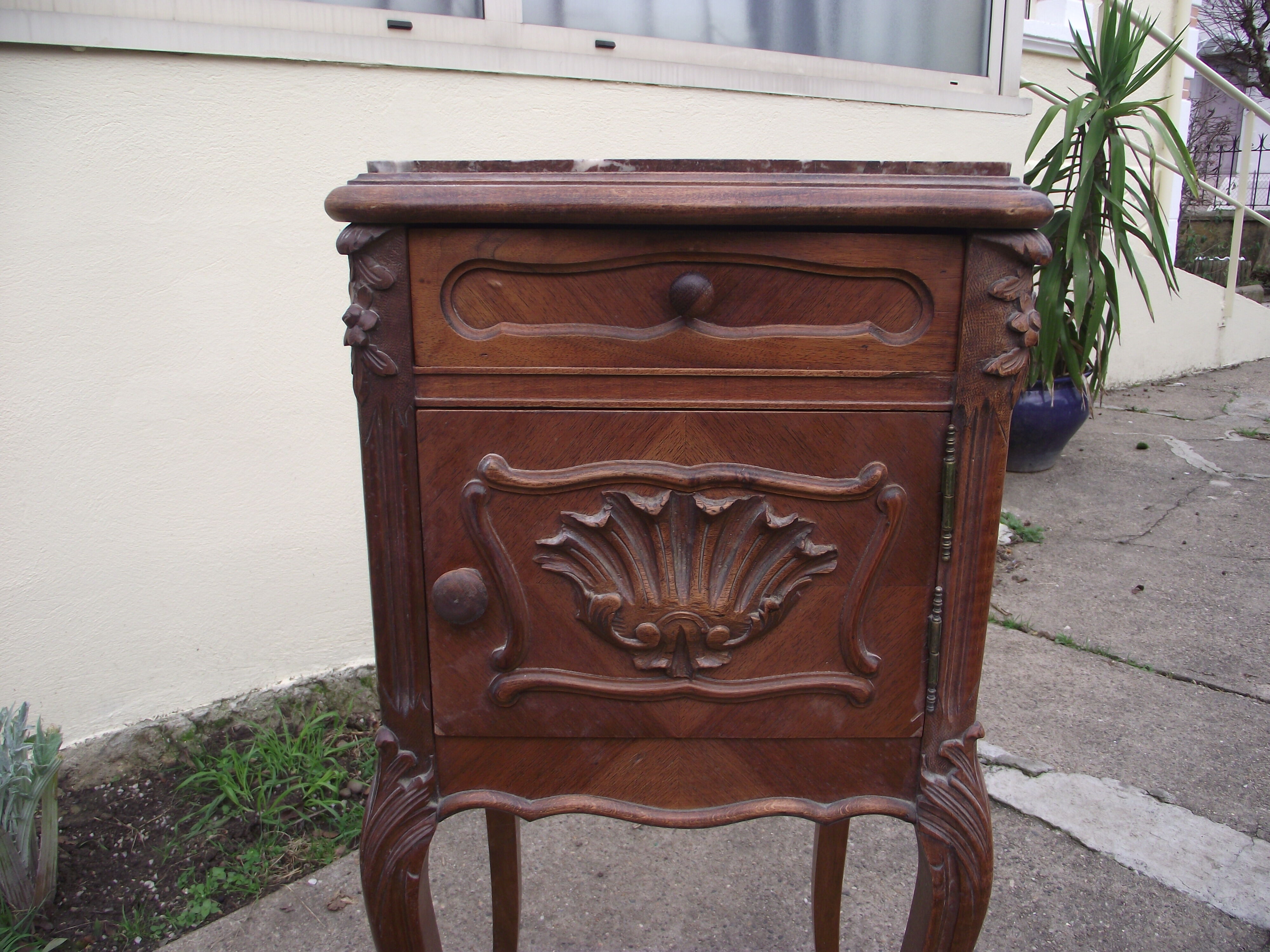 Louis XV style bedside table Walnut beginning 20 eme