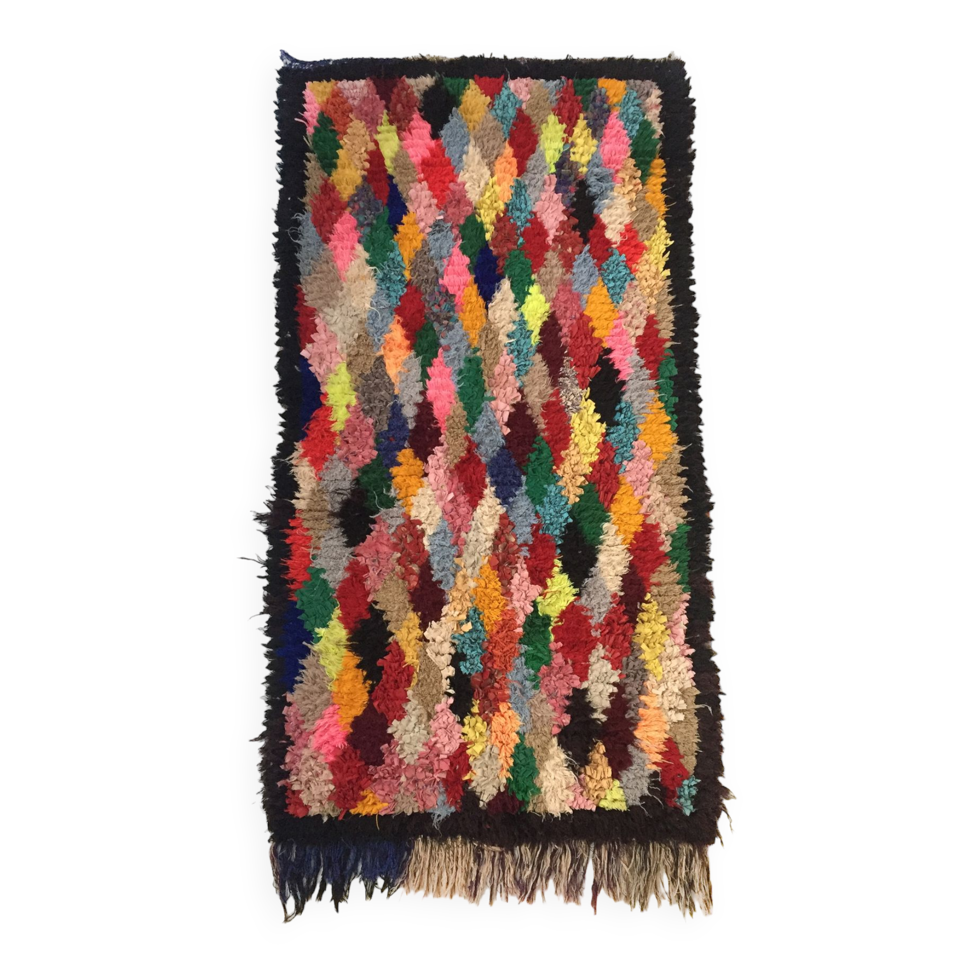 Tapis berbère Beni Ouarain à losanges colorés 185x97cm