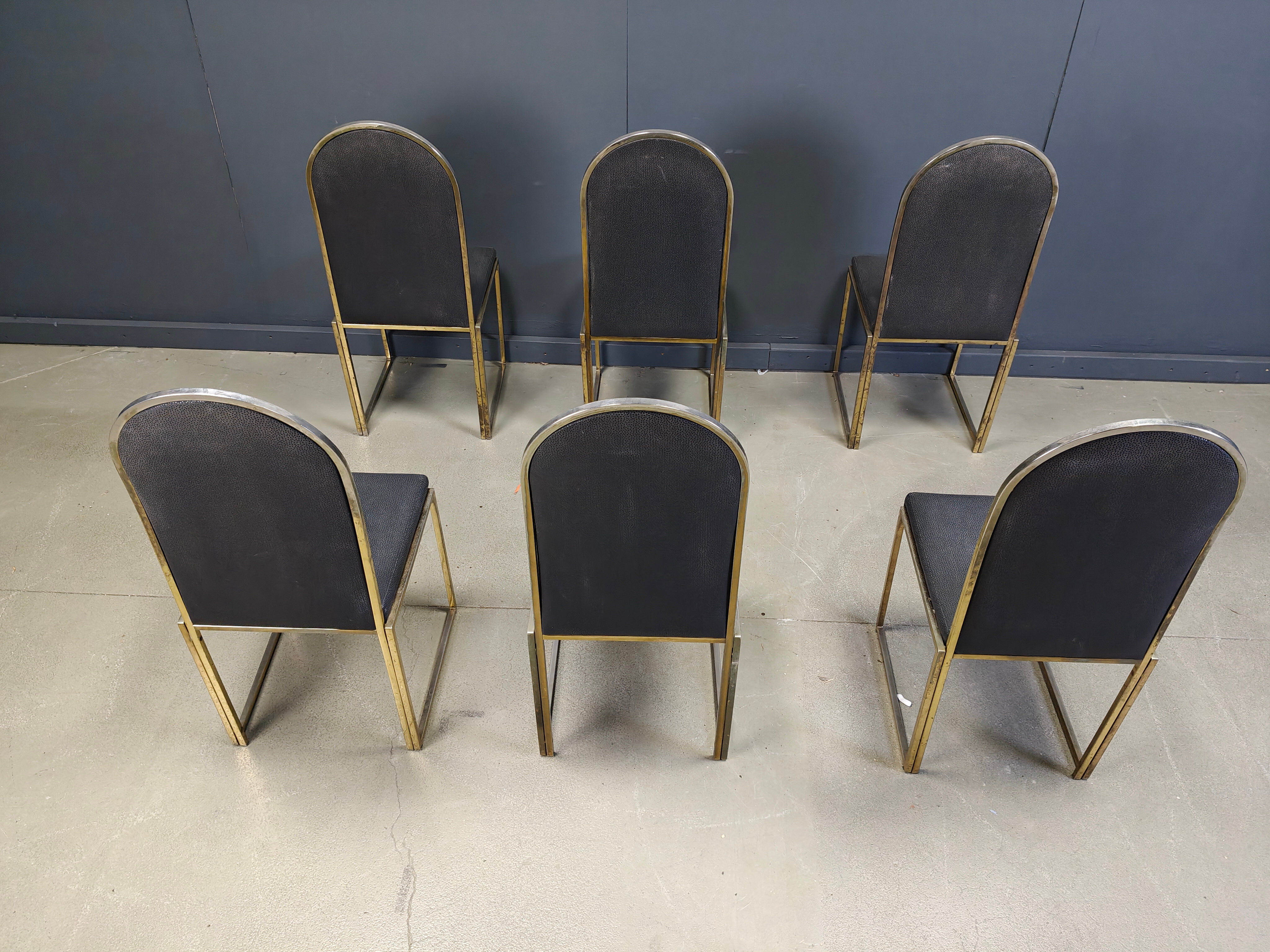 Vintage brass dining chairs by Belgochrom, 1970s
