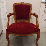 Old armchair style Louis Philippe velvet wood