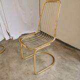 Set of 6 Vintage Gold Chrome Dining Chairs: Italian Mid-Century Design