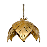 Gilded Italian Hollywood Regency palm leaf chandelier by Hans Kögl