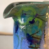 Saint clement-les-places pitcher in blue and green glazed ceramic