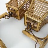 Pair of rattan and cane lantern wall lights. 1950s-1960s