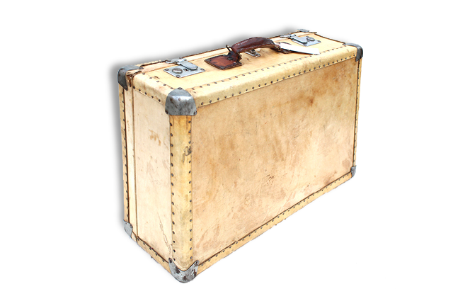 Vintage vellum leather parchment suitcase. Early 1920s Selency