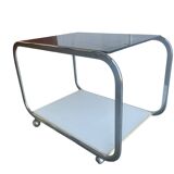 vintage chrome side table/bar cart with glass