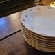 Porcelain soup plates - Decorated with small flowers and a gold rim